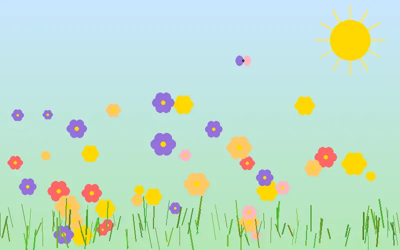 春日草地上盛开的野花 - 17c入口